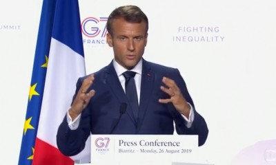 Emmanuel Macron em conferência de imprensa