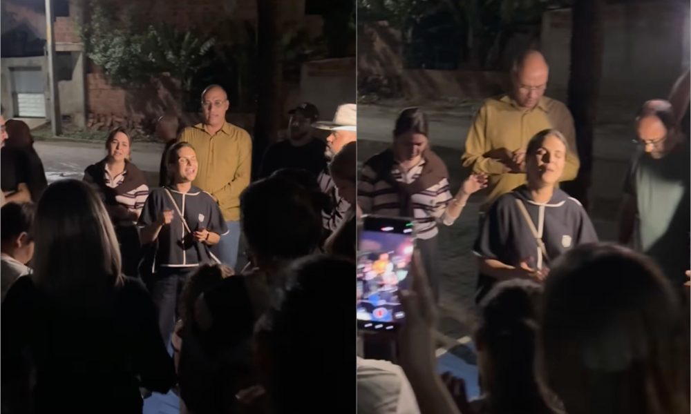 Chuva adia show, mas Aline Barros canta de improviso