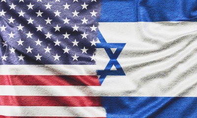 Bandeiras dos Estados Unidos e Israel