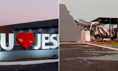 Batista Betel antes e depois da tempestade (Foto: Reprodução/Facebook)