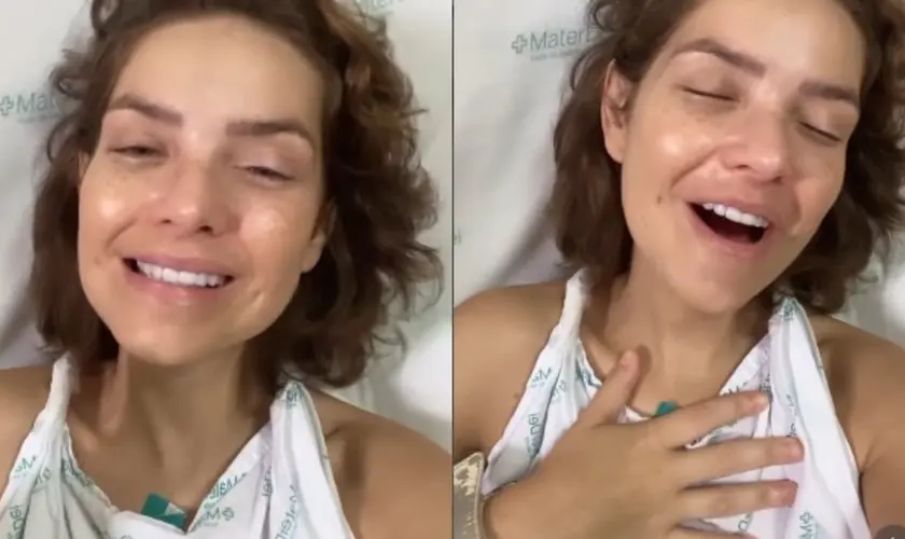 Após nova cirurgia, Camila Campos louva no hospital