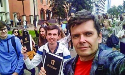 Cristãos durante manifestação na Bielorrusia