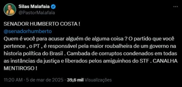 Petista critica Malafaia por passeio de jetski com Bolsonaro e leva invertida