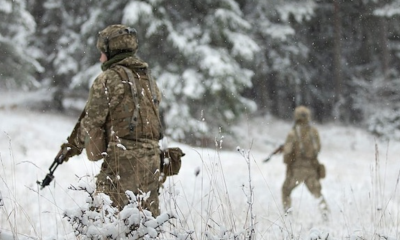 Militares da Ucrânia na fronteira com a Russia