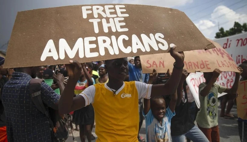 manifestação para libertar missionários no Haiti