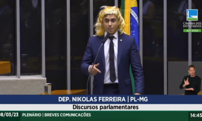 Nikolas Ferreira em discurso em defesa da mulher