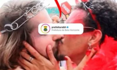 No carnaval de BH, vídeo mostra ‘Jesus’ beijando o diabo