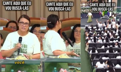 Pregadora para pregação e repreende fiéis que tiravam fotos