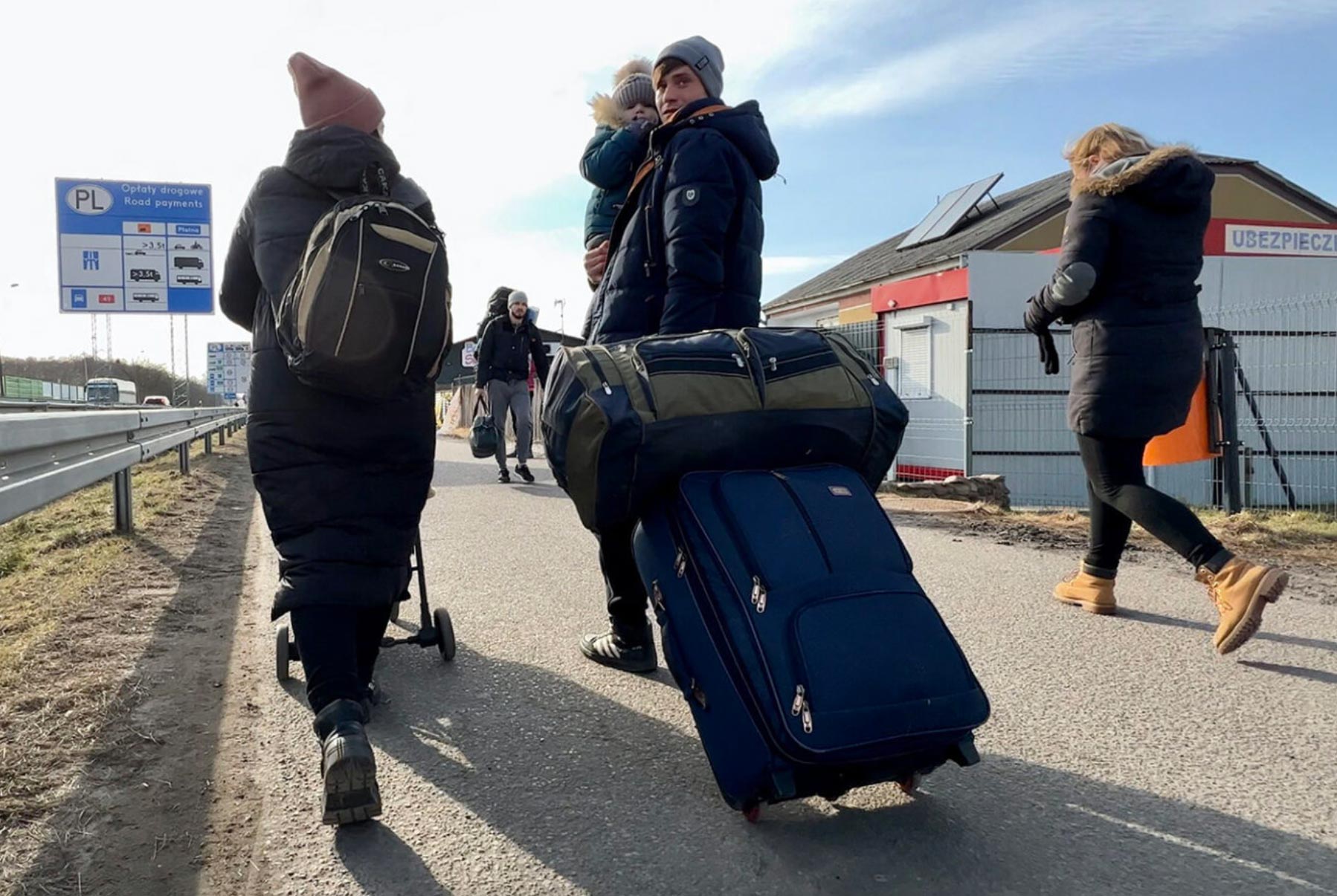 Refugiados chegando a Polônia