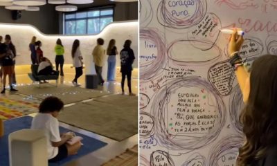 Adolescentes montam sala de oração e registram pedidos