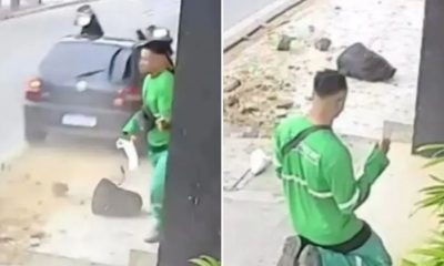 Agente de limpeza agradece a Deus por livrá-lo de atropelamento