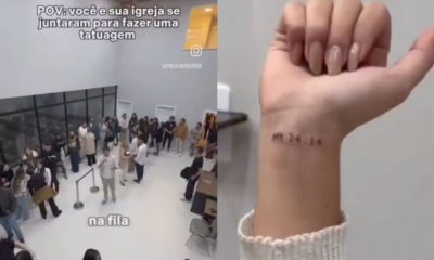 Igreja estimula tatuagem e fiéis fazem fila; Assista